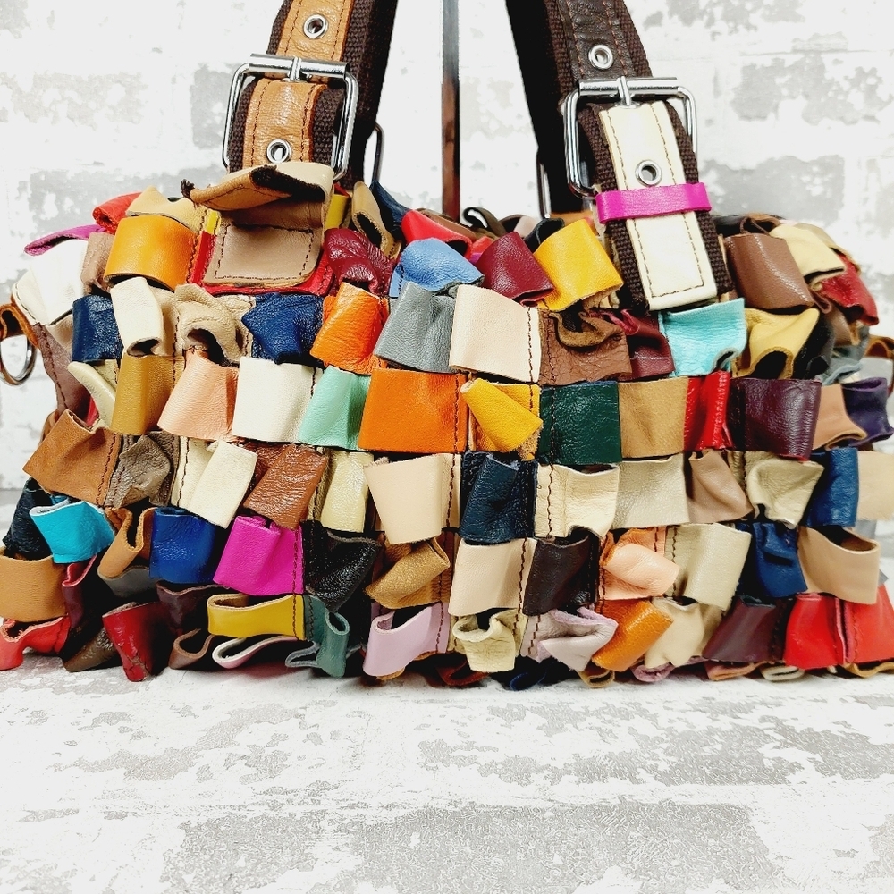 Boutique Leather Multicolor 2 Straps Hand Bag 1143 - Picture 2 of 14